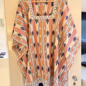 SUE SARTOR STRIPEd PONCHO CAFTAN
